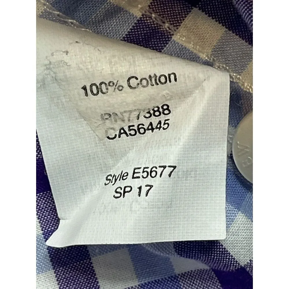 J.Crew Men Purple‎ Blue Checked L/S Slim Button Down 100% Cotton Shirt size XL